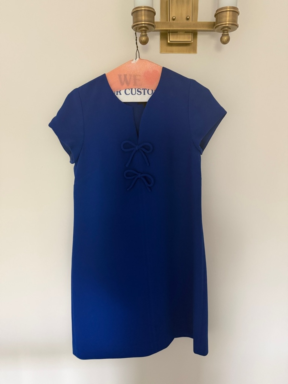 J. Crew Cobalt Blue Cap-Sleeve Mini Dress with Bow Accents